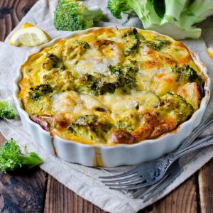 Casserole with broccoli and fish