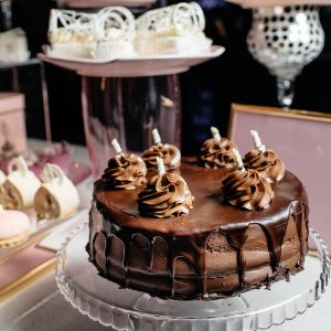 Delicious wedding reception candy bar dessert table